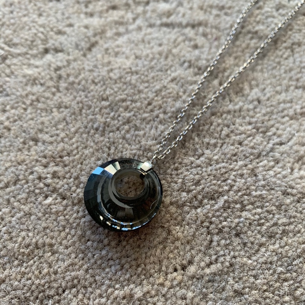 Swarovski Hematite Crystal Pendant 15-17in
